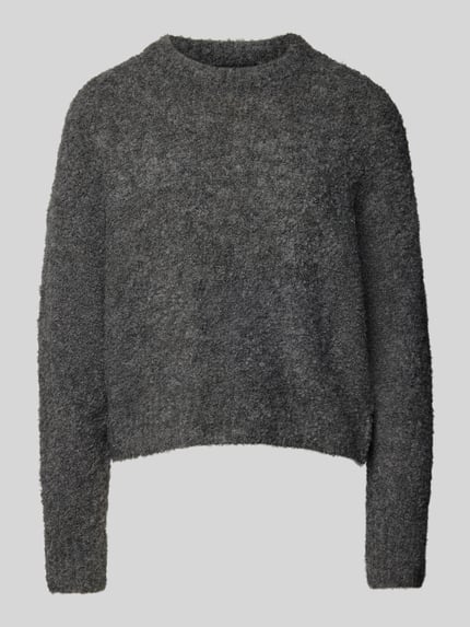 PIECES Regular Fit Strickpullover mit Wollanteil Modell 'NATHERINE' Anthrazit 2