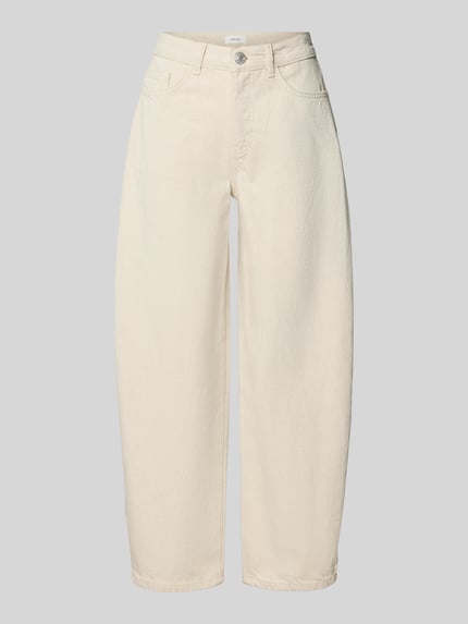 OPUS Regular Fit Barrel Jeans mit Label-Patch Ecru 2