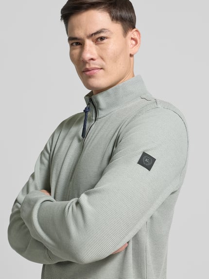 LERROS Sweter z kołnierzem zapinanym, krój regular fit, ze stójką i zamkiem błyskawicznym Limonkowy 3