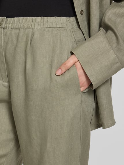 Samsøe Samsøe Stoffen broek met knoopsluiting, model 'SATOVE' Olijfgroen - 3