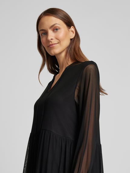 VILA Knielanges Kleid mit Stehkragen Modell 'VOLETTIS' Black 3