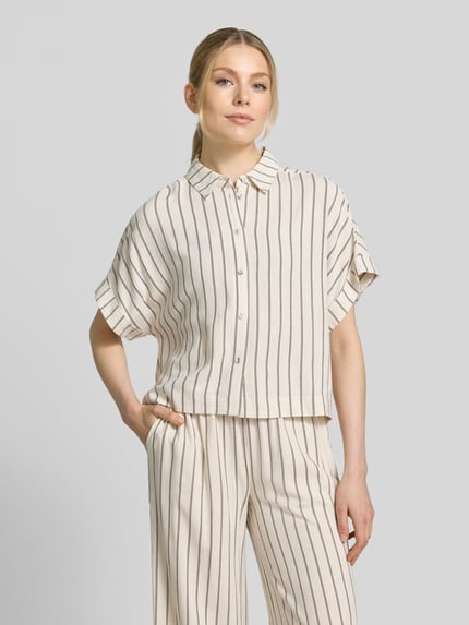 Selected Boxy Fit Leinenbluse mit Allover-Muster Modell 'VIVA' Ecru 4