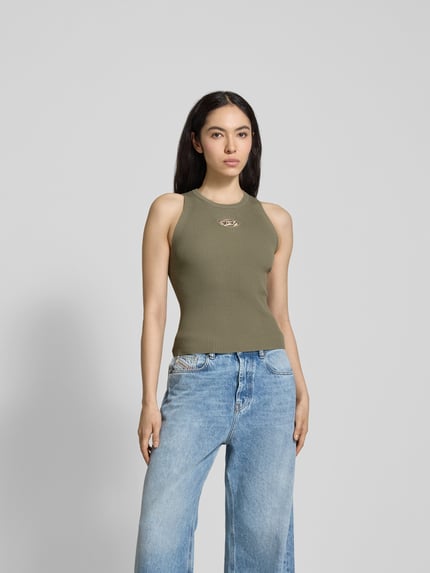 Diesel Top z detalem z logo Khaki 4