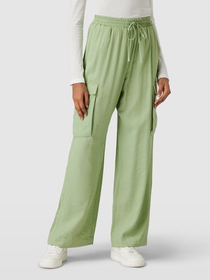 YAS High waist cargobroek met elastische band, model 'ABARA' Rietgroen - 4