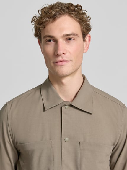 Marc O'Polo Regular Fit Overshirt mit Baumwoll-Anteil - Marc O'Polo × DFB Travel Collection Taupe 3
