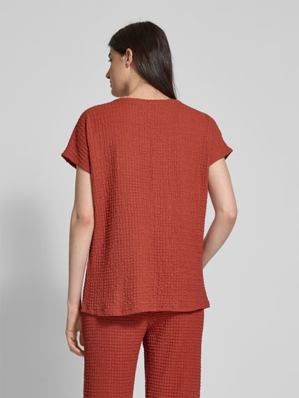 Christian Berg Woman T-Shirt mit geripptem Rundhalsausschnitt Dunkelrot 5