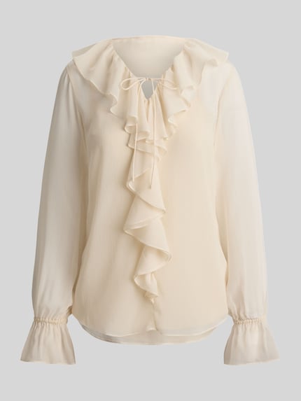 Lauren Ralph Lauren bluzka o kroju regular fit z kołnierzem z falbanami Écru 2