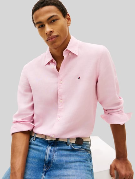 Tommy Hilfiger Regular Fit Freizeithemd aus reinem Leinen Rosa 3