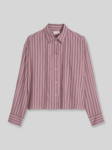 Marc O'Polo Cropped Langarmbluse mit überschnittenen Schultern Mauve 2