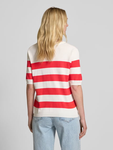 FREE/QUENT Sweter z dzianiny z prążkowanymi wykończeniami model ‘Pixie’ Czerwony 5
