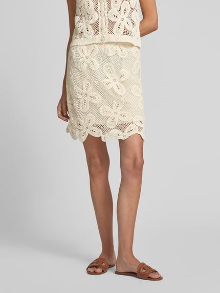 YAS Minirok met structuurmotief, model 'ANULA' Offwhite - 4
