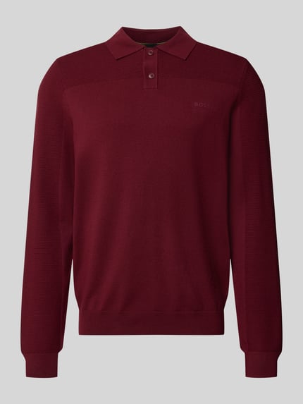 Produktfoto, bordeauxrote koszulka polo z długim rękawem, jednolita faktura, Relaxed Fit Poloshirt mit Woll-Anteil Modell 'KN_Momentum-X PL' von BOSS Green