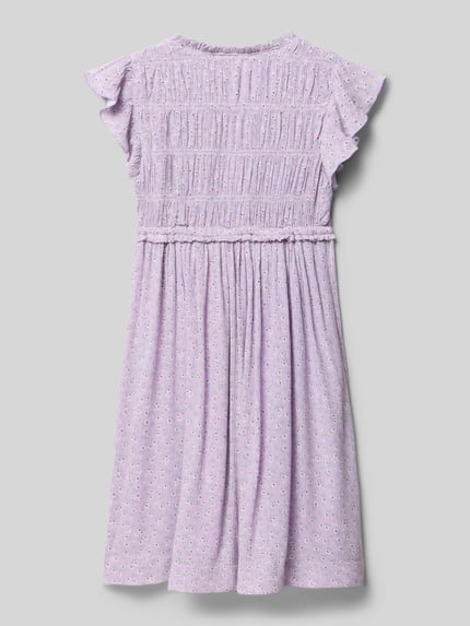 Produktfoto, Tailliertes Freizeitkleid aus reiner Viskose von s.Oliver RED LABEL, efekt: wzór na całej powierzchni, krój: taliowany, okrągły dekolt, marszczenie, listwa guzikowa z tyłu, rękaw: krótki rękaw, materiał: wiskoza
