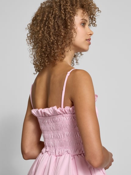 Amy Lynn Knielange cocktailjurk met smokdetails, model 'Polly' Rosé - 3