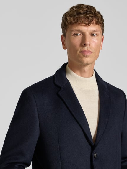 bugatti Regular Fit Mantel aus Woll-Mix mit Knopf- und Reißverschluss Marine 3