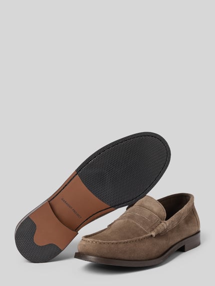 Garment Project Loafer aus Rindsvelours mit Gummisohle Taupe 4