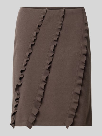 Spódnica do kolan z mieszanki wiskozy z falbanami Shop The Look MANNEQUINE