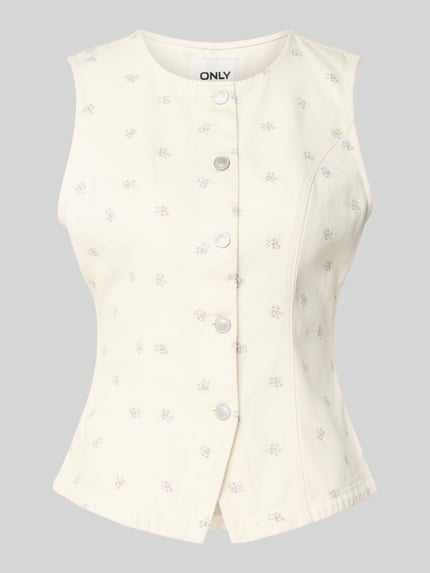 Produktfoto, Regular Fit bodywarmer uit puur katoen model 'NAOMI' van Only met all-over bloemenmotief, twillmateriaal, knoopsluiting