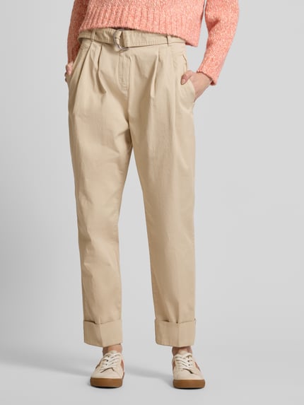 BOSS Orange Straight Fit Stoffhose mit Bundfalten Modell 'Tashaina' Sand 4