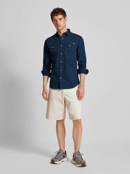 JACK & JONES Slim Fit Freizeithemd mit Kentkragen Modell 'ESHERIDAN' Marine 1