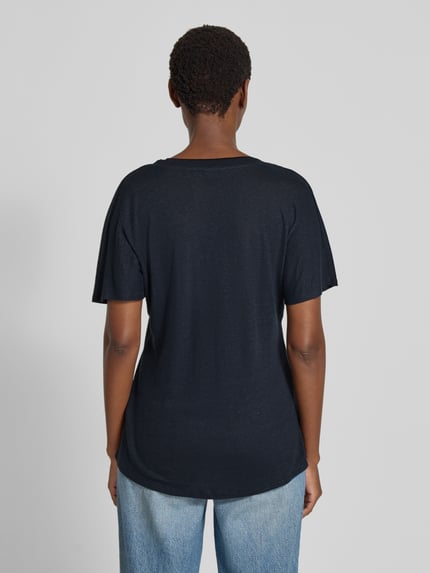 BOSS Regular Fit T-Shirt aus Viskose-Leinen-Mix Modell 'Eylina' Marine 5