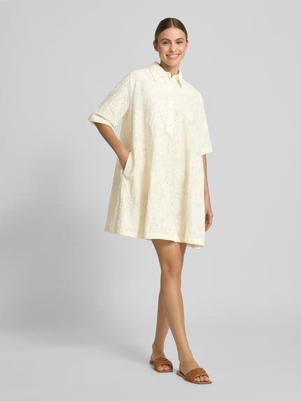 Jake*s Collection Mini-jurk met broderie anglaise Ecru - 1
