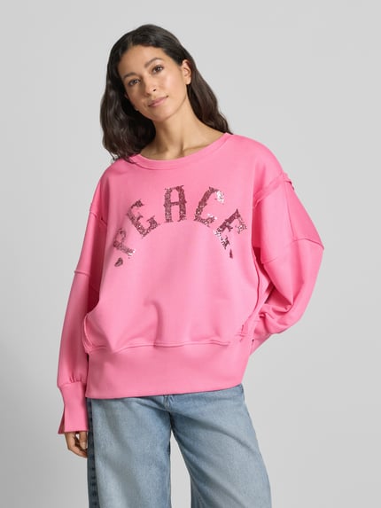 miss goodlife Oversized sweatshirt van puur katoen met statementstitching Roze - 4