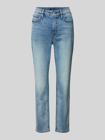 Produktfoto, Highrise Jeans in Ankle-Länge von Lauren Ralph Lauren aus Baumwoll-Elasthan-Mix, heller Used-Look, gerade Form, klassische Eingrifftaschen