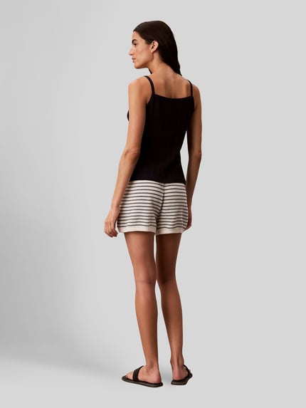 Calvin Klein Jeans loose fit short van katoenmix in tricotlook Beige - 5