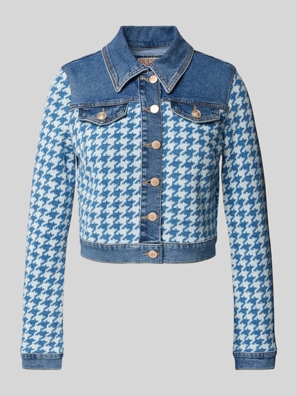 GUESS Jeansjack met pied-de-poule-motief Jeansblauw - 2