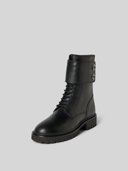 Tory Burch Kozaki sznurowane z detalem z logo Czarny 2