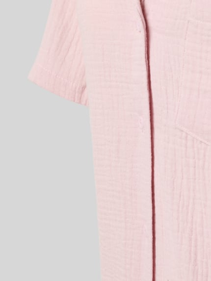 Produktfoto, Relaxed Fit Pyjama-Oberteil mit Brusttasche von Jake*s Casual aus reiner Baumwolle in Rosa mit Strukturmuster, kurzärmelig, Knopfleiste