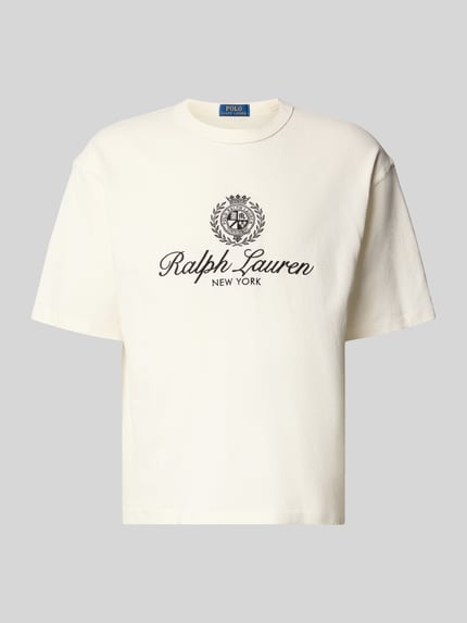 Produktfoto, Relaxed Fit T-Shirt aus reiner Baumwolle von POLO RALPH LAUREN in Unifarbe mit Logo-Stitching, kurzarm, Jersey-Textur