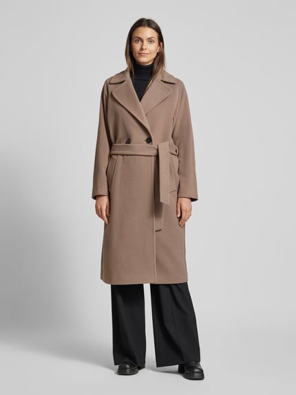 FUCHS SCHMITT Schurwollmantel mit Taillengürtel Taupe 4