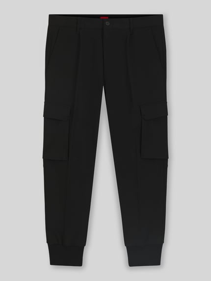HUGO Tapered Fit Stoffhose mit Bundfalten Modell 'GALVIN241' Black 2