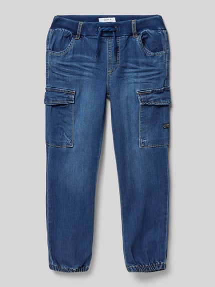 NAME IT Baggy fit cargojeans met elastische boorden, model 'BEN' Donkerblauw - 1