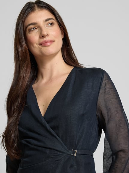BOSS Knielanges Kleid aus Viskose-Leinen-Mix Modell 'Dosala' Marine 3