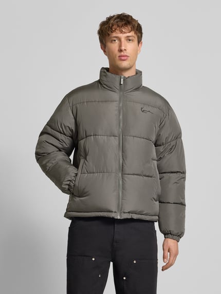 Karl Kani Regular fit gewatteerd jack met logostitching, model 'Signature' Lichtgrijs - 4