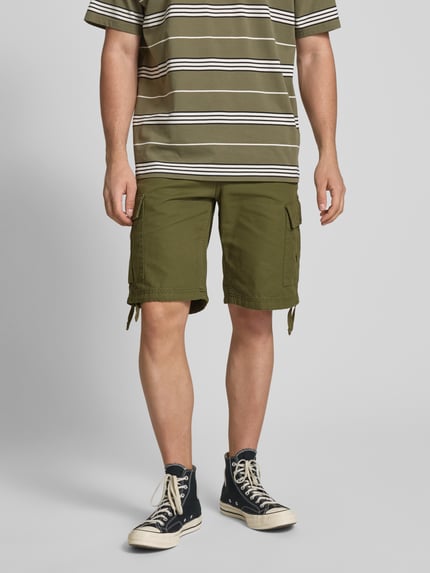 JACK & JONES Korte regular fit cargobroek met riemlussen, model 'COLE BARKLEY' Olijfgroen - 4