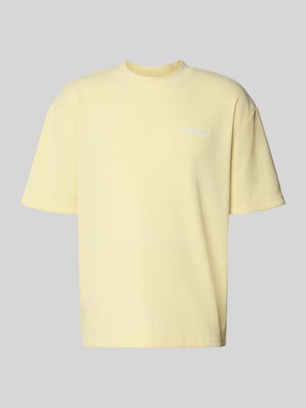 PEGADOR Oversized T-Shirt mit Logo-Stitching Modell 'Lagos' Hellgelb 2