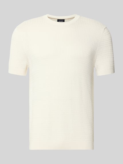 Produktfoto, Strickshirt mit Strukturmuster Modell 'Elio' von JOOP! COLLECTION in Creme, Reine Baumwolle, Slim-Fit, klassischer Rundhalsausschnitt