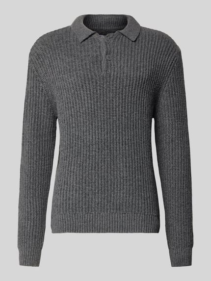 Jake*s Studio Men Strickpullover mit Kentkragen Dunkelgrau Melange 2