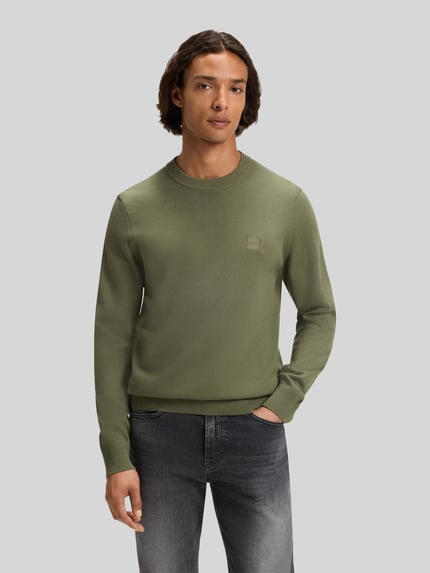 BOSS Orange Sweter z dzianiny o kroju regular fit z mieszanki bawełny i kaszmiru Khaki 4