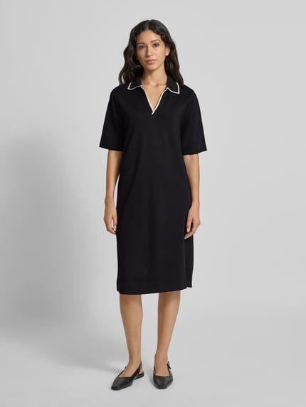 OPUS Knielanges T-Shirt-Kleid mit Umlegekragen Modell 'Wembli' Black 4
