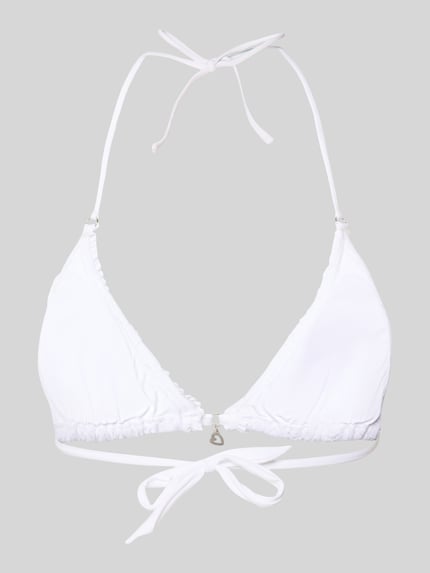 Produktfoto, Bikini-Oberteil mit Allover-Crochet-Optik Modell 'Crico' von Banana Moon, białe, mieszanka bawełny, efekt: wzór na całej powierzchni, detal: zierraffungen, kontekst: damska góra od bikini