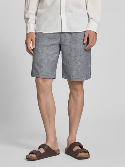 Blend Shorts aus Leinen-Mix mit Eingrifftaschen Modell 'MARCO' Marine 4