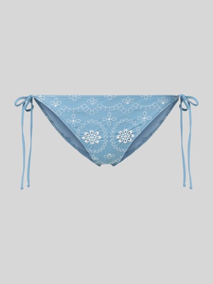 Produktfoto, Bikini-Hose mit floralem Allover-Stitching Modell 'Virgo' von MC2 Saint Barth, hellblau, Elastischer-Material-Mix, Slim-Fit