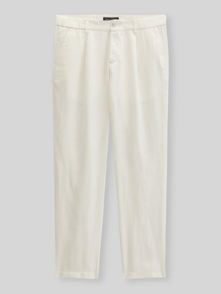 Produktfoto, Leinenhose Modell 'OSBY JOGGER PLEATS' von Marc O'Polo, Optik: Unifarben, Passform: Tapered-Fit, Bundfalte, Bundabschluss: Elastisch, Knopf-Reißverschluss, seitliche Eingrifftaschen, Paspeltaschen mit Knopf, Material: Leinen
