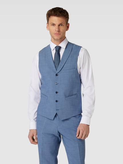 Carl Gross Kamizelka garniturowa o kroju slim fit z dodatkiem wełny lana model ‘Warren’ Niebieski 4