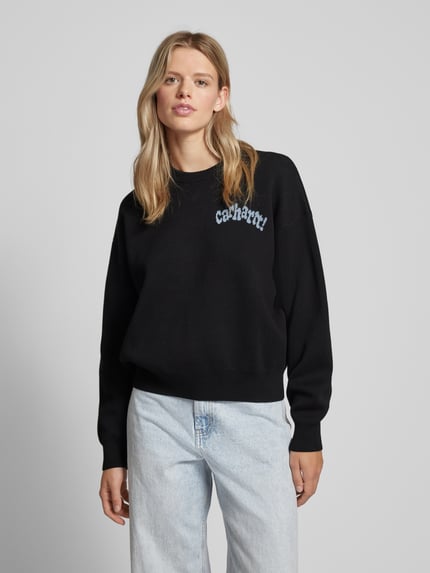 Carhartt Work In Progress Sweter z dzianiny z nadrukiem z logo model ‘AMOUR’ Czarny 4